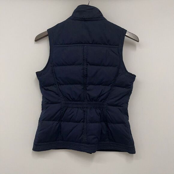 Abercrombie & Fitch Women's Sz S Navy Blue Quilted Down Snap Zipper Vest Jacket - Picture 4 of 6
